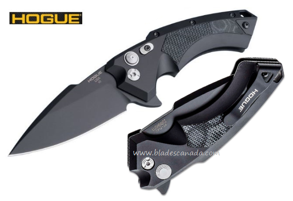 Hogue X5 Flipper Folding Knife, 154CM Spear Point 3.5", Aluminum/G10 Black, 34579